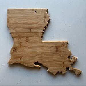 Louisiana State-Shaped Bamboo Cutting Serving Board - Natural Wood
